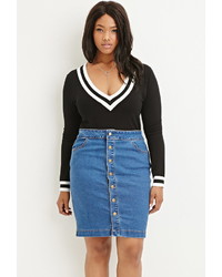 Forever 21 Plus Size Buttoned Denim Pencil Skirt