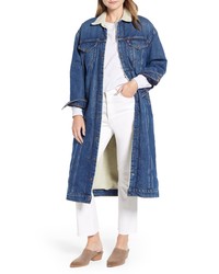 Levi's Long Trucker Jacket With Faux Shearling Collar Trim