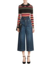 RED Valentino Cotton Denim High Waisted Culottes
