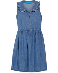 MiH Jeans Mih Jeans Ruffle Trimmed Chambray Mini Dress Mid Denim