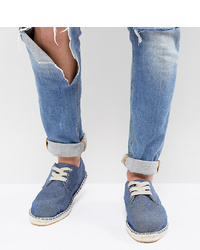 ASOS DESIGN Wide Fit Lace Up Espadrilles In Blue Denim Chambray