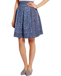 Preen Line Jennah Pleated Printed Denim Skirt