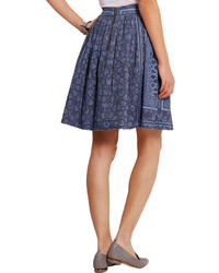 Preen Line Jennah Pleated Printed Denim Skirt