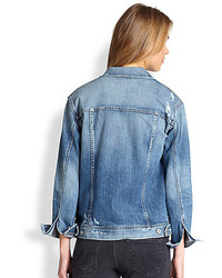 AG Jeans Ag Nancy Oversized Distressed Denim Jacket
