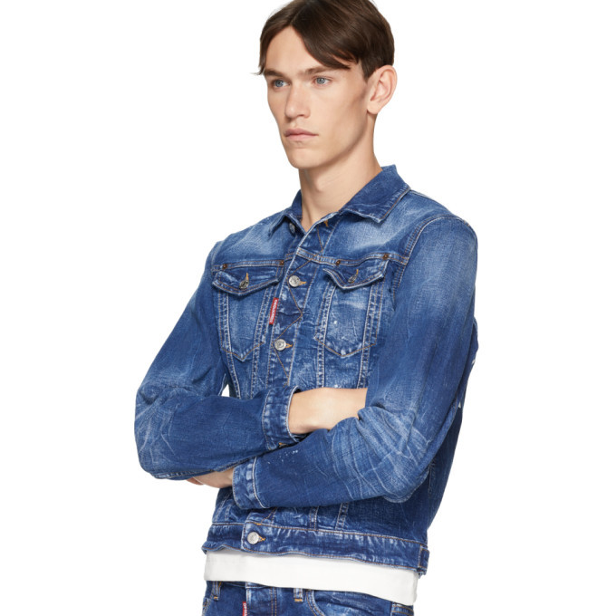 DSQUARED2 Blue Denim Dan Icon Wash Jacket, $354 | SSENSE | Lookastic