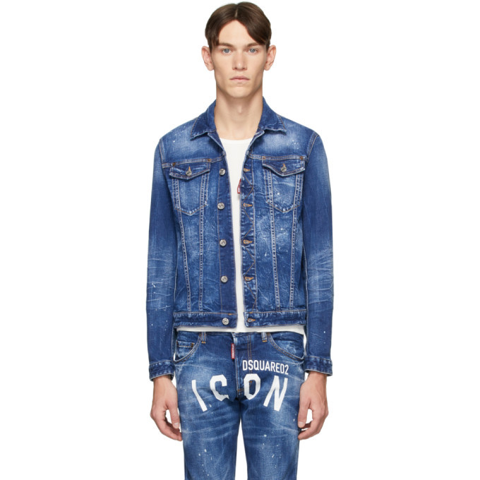 DSQUARED2 Blue Denim Dan Icon Wash Jacket, $354 | SSENSE | Lookastic
