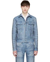 Calvin Klein Collection Blue Distressed Denim Jacket