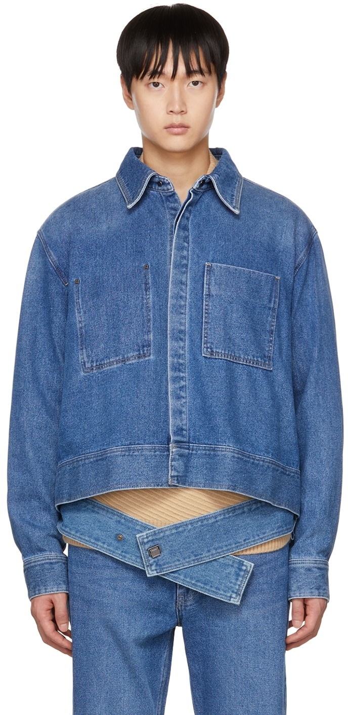 Wooyoungmi Blue Jumper Denim Jacket, $960 | SSENSE | Lookastic