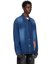 We11done Blue Painted Denim Jacket