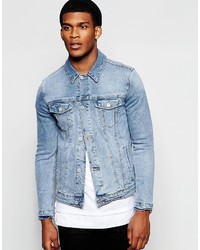Asos Brand Denim Jacket In Skinny Fit With Mid Wash