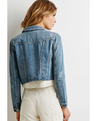 Forever 21 Contemporary Classic Distressed Denim Jacket