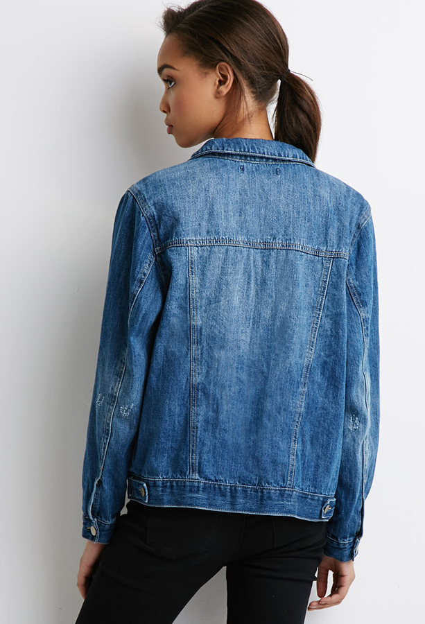 forever 21 ripped denim jacket