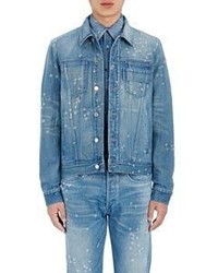 Givenchy Distressed Trucker Jacket Blue