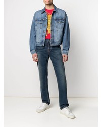 VERSACE JEANS COUTURE Embroidered Logo Denim Jacket