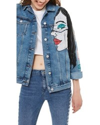 Topshop Girl Painted Denim Jacket