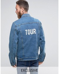 Reclaimed Vintage Inspired Oversized Denim Jacket With Tour Back Print