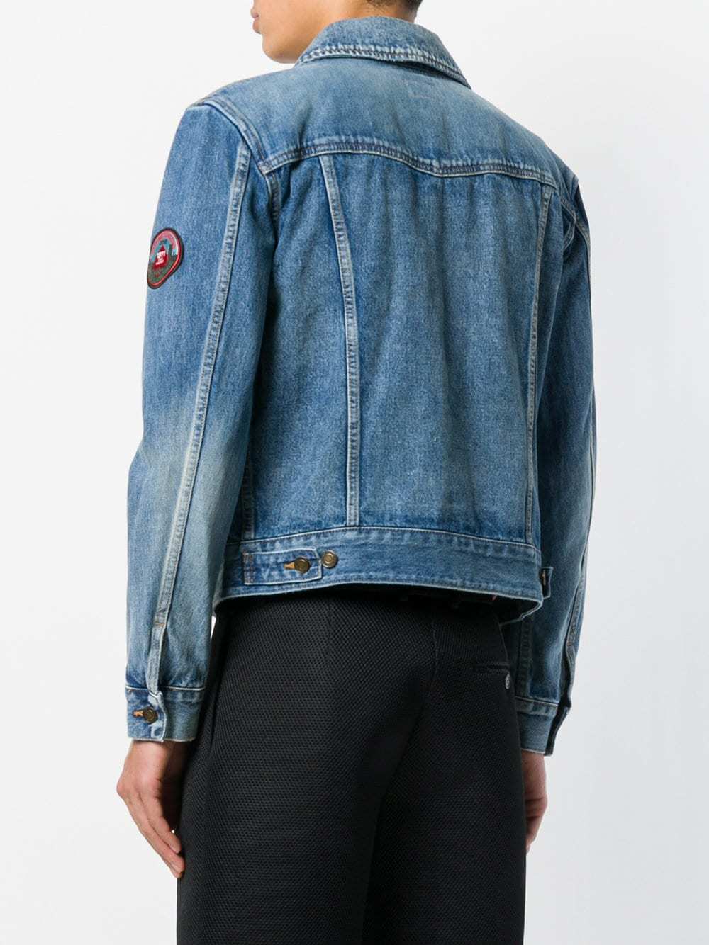 Saint Laurent Love Me Forever Patch Faded Denim Jacket, $1,043