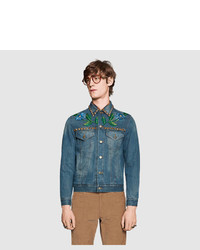 Gucci Painted Denim Jacket With Embroidery