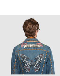Gucci Painted Denim Jacket With Embroidery