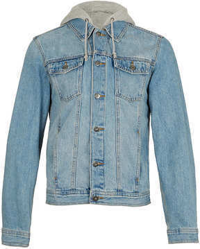 Topman Blue Jersey Hood Denim Jacket, $100 | Topman | Lookastic