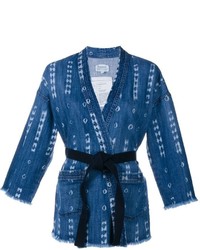 Current/Elliott Printed Denim Kimono Jacket
