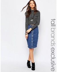 Glamorous Tall Midi Denim Skirt With Buttons