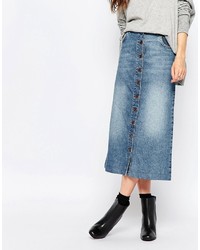 Just Female Pine Denim Midi Skirt