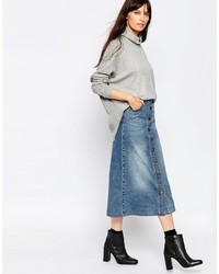 Just Female Pine Denim Midi Skirt