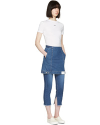 Sjyp Blue Denim Button Miniskirt