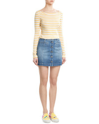 7 For All Mankind Button Front Jean Skirt