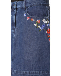 The Kooples Denim Embroidered Miniskirt