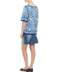 Dolce & Gabbana Distressed Denim Skirt Blue
