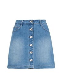 Exclusives New Look Blue Button Front Denim Mini Skirt
