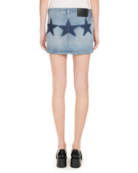 Givenchy Star Print Denim Mini Skirt Blue