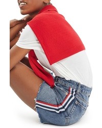 Topshop Stripe Side Denim Miniskirt