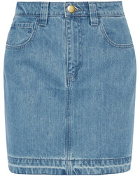 Topshop Unique Draycott Denim Mini Skirt Mid Denim