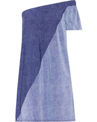 Flagpole Cleo Off The Shoulder Stretch Jersey Mini Dress Blue
