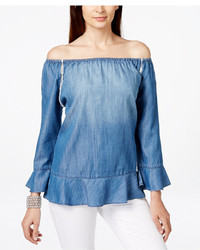 INC International Concepts Off The Shoulder Denim Top Only At Macys