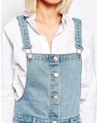 Adpt Denim Overall Dress With Button Front