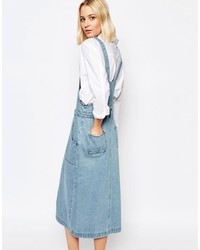 Adpt Denim Overall Dress With Button Front