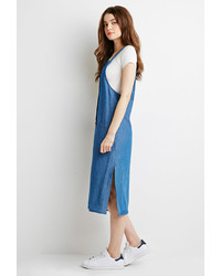Forever 21 Longline Chambray Overall Dress