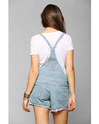 Urban Outfitters This Is A Love Song Denim Neon Zip Overall Short
