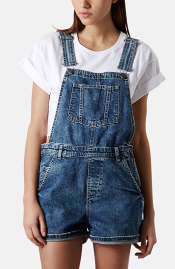 blue overall shorts