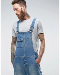 Asos Denim Overalls In Vintage Mid Wash Blue With Work Wear Styling