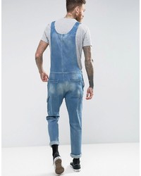 Asos Denim Overalls In Vintage Mid Wash Blue With Work Wear Styling