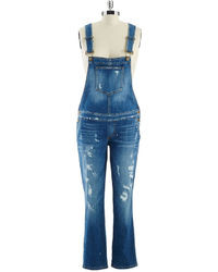 GUESS Distressed Denim Overalls