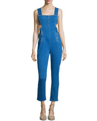 Sleeveless Jumpsuit Wwaist Cutout Medium Blue