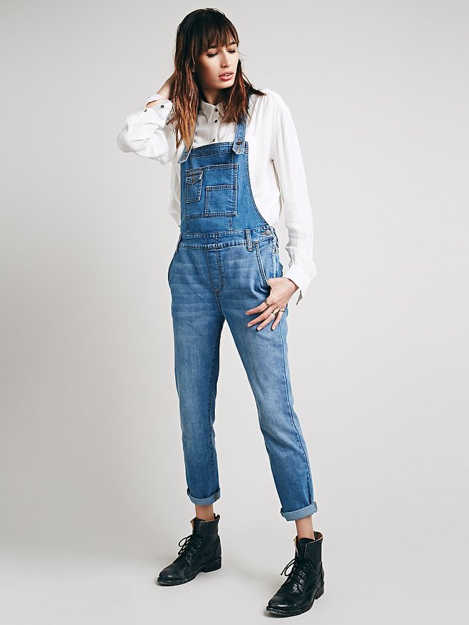 FREE PEOPLE Washed Denim Overalls