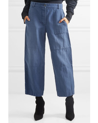 Burberry Cropped Brushed Ramie And Cotton Blend Pants Mid Denim