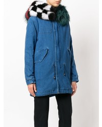 Mr & Mrs Italy Patched Denim Mid Parka